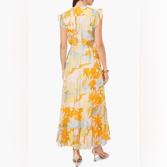 Vince Camuto NWT Coastal Hues Color Ruffle Tiered Maxi Dress M - Picture 2 of 7